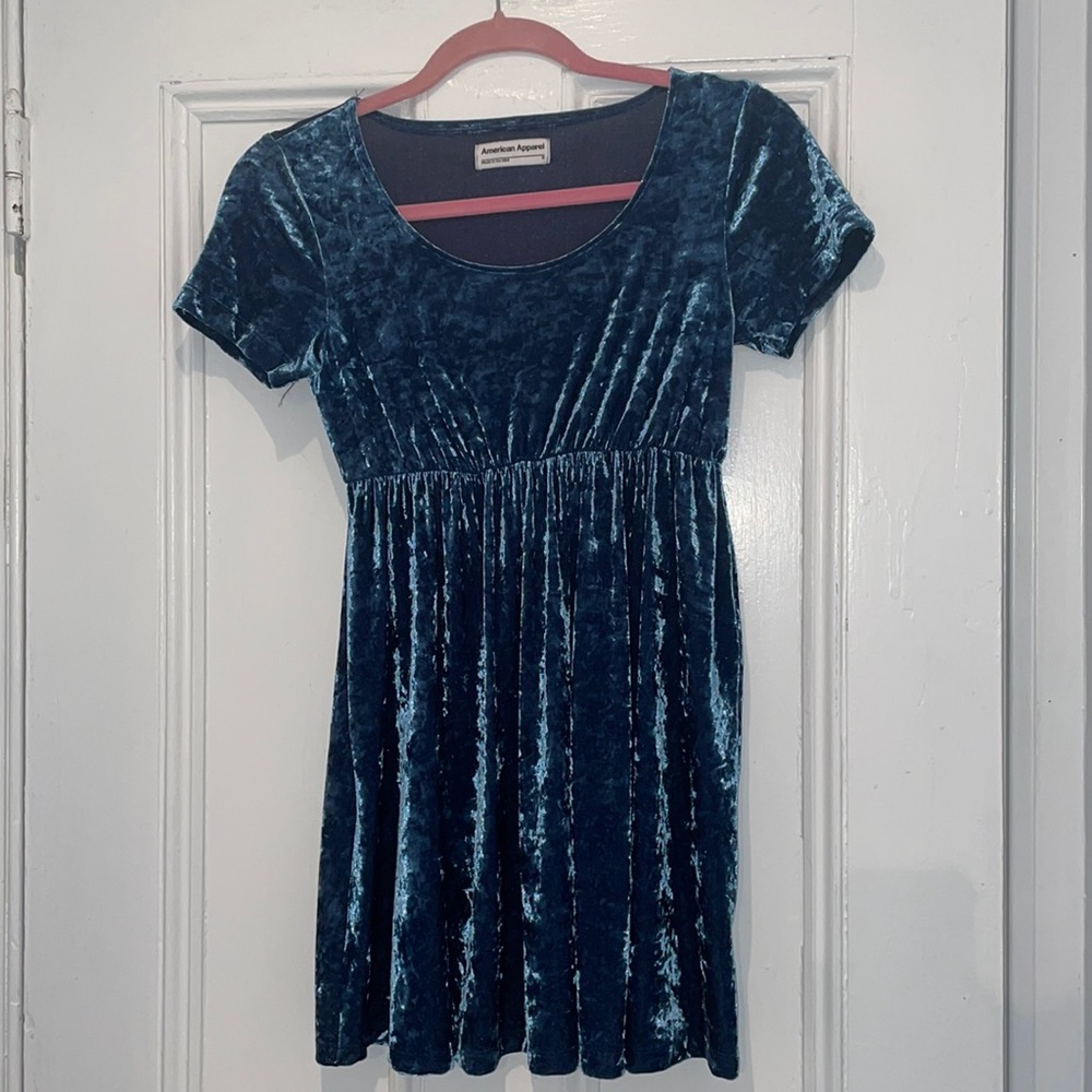 Velvet blue American apparel baby doll dress
